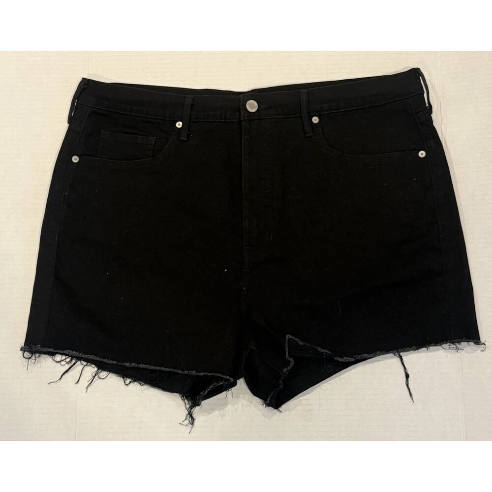 Banana Republic Shorts Womens 34 Black Denim High Rise 3 Inch Raw Hem Distressed - Picture 2 of 6